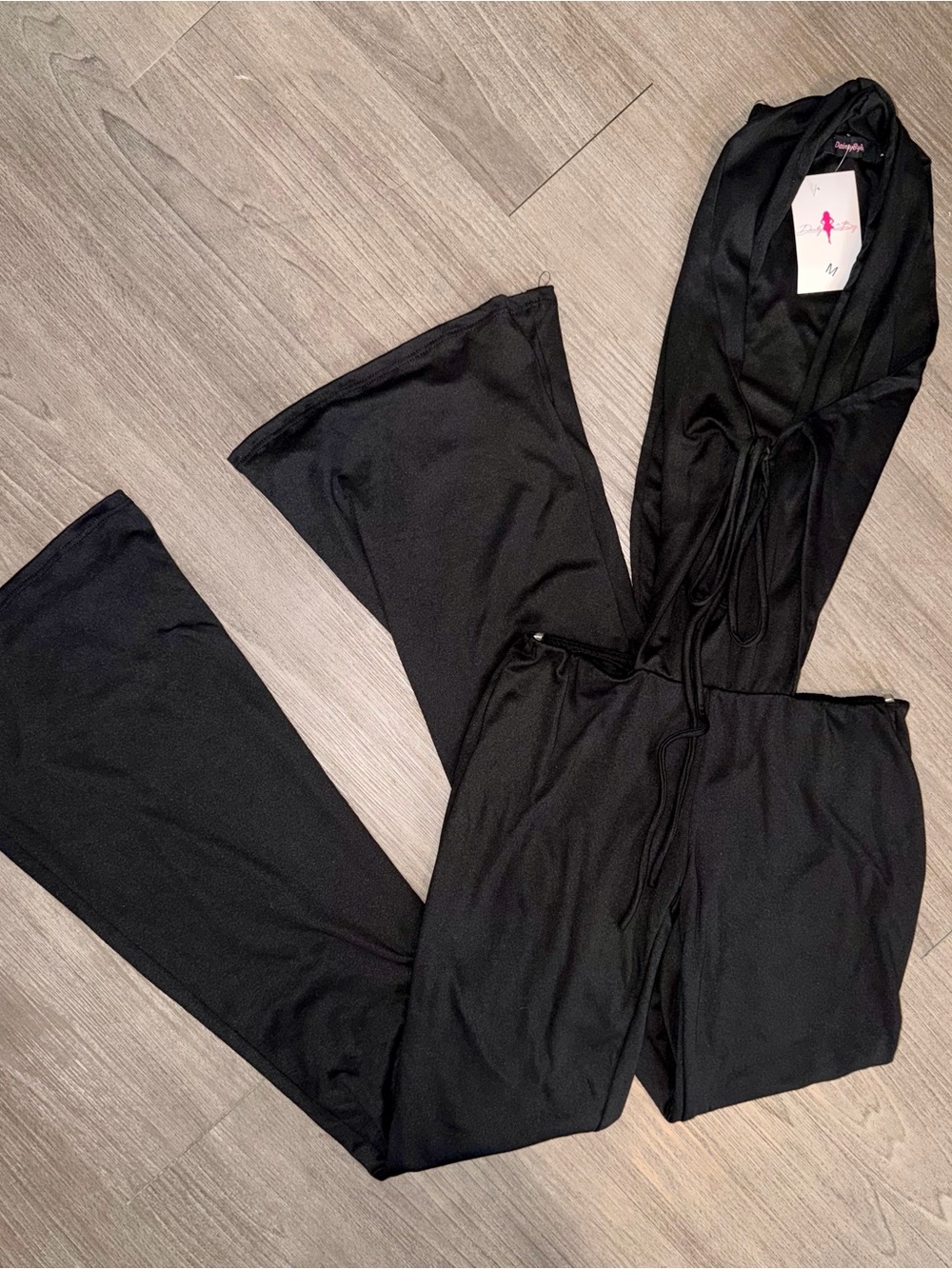DAINTY BY BEY Halter Open-back Flare Jumpsuit